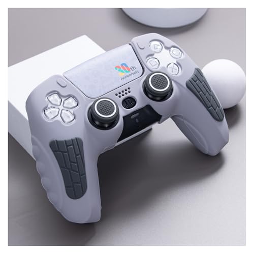ECHZOVE PS5 Controller Cover Case – 30th Anniversary Limited Edition Protective Silicone Skin for PlayStation 5 Controller, Anti-Slip, Sweat-Resistant, Shockproof Grip Case (Light Grey) - color: light grey