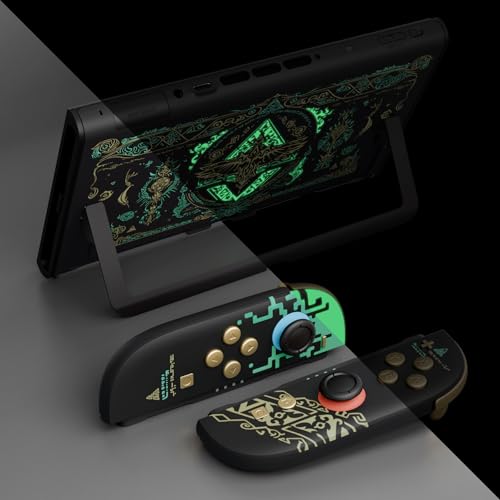 eXtremeRate DIY Replacement Shell Buttons for Nintendo Switch 2, Full Set Back Plate Controller Housing with Buttons for Switch 2 Handheld Console & Joycon 2 - Deluxe Version - Totem of Kingdom Black - color: Glow in Dark - Totem of Kingdom Black