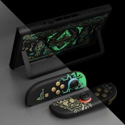 eXtremeRate DIY Replacement Shell Buttons for Nintendo Switch 2, Full Set Back Plate Controller Housing with Buttons for Switch 2 Handheld Console & Joycon 2 - Deluxe Version - Totem of Kingdom Black - color: Glow in Dark - Totem of Kingdom Black