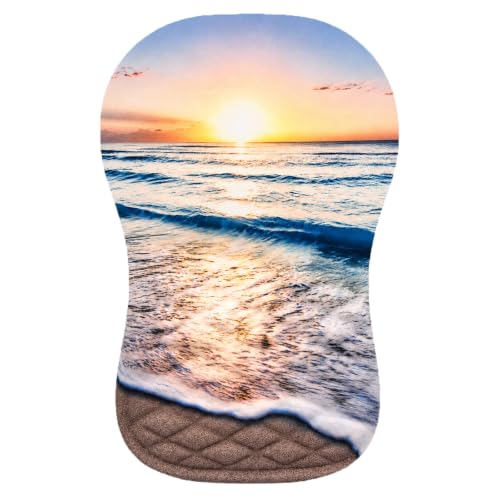 Ergonomic Mouse Pad with Wrist Rest, Mouse Pad with Memory Foam Massage Support, Non-Slip PU Base, Comfortable Typing Cushion for Home Office Computer Laptop, Beach - color: Beach