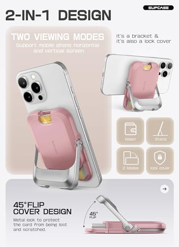 SUPCASE for MagSafe Wallet with Stand, Magnetic Wallet for Men Women, [Hold 6 Cards] [RFID Blocking] [Strong Magnetic Lock] Phone Stand Card Holder for iPhone 17/16/15/14/13/12 Series, Blush Pink - color: Blush Pink