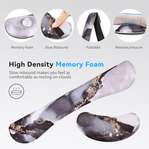 ZIBLY Wrist Rest Keyboard and Mouse Set - Non-Slip Ergonomic Wrist Cushion Support Pad - Easy Typing, Pain Relief – Premium Silky Gel Memory Foam for Work from Home Gaming Computer Laptop