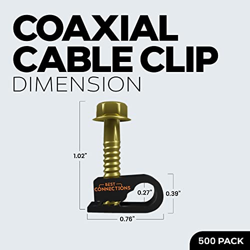 Coaxial Cable Clips with Pre-Inserted Screw 1/4" inch (500 Pack) – Black Single Mounting Clamps for Coax (RG6, RG59) and Ethernet Cables – Cord Fasteners/Strain Relief Clip - style: 500 PACK