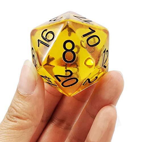 Bescon Amber Jumbo D20 38MM, Big Size 20 Sides Dice, Big 20 Faces Cube 1.5 inch - color: Amber