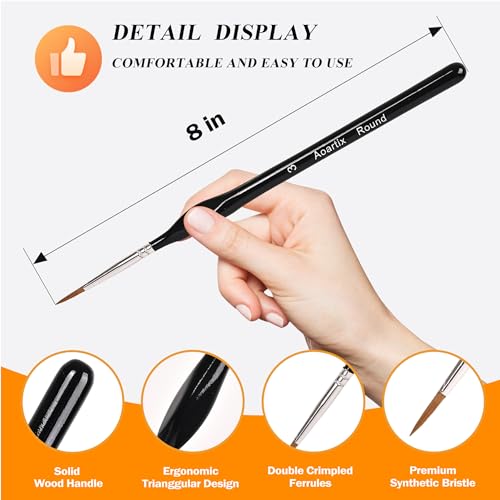 15 Pcs Miniature Brush Dry Brushes, Detail Paint Brushes for Acrylic Oil Watercolor Supplies, Miniature Models & Craft Painting with Triangular Handles - color: Black