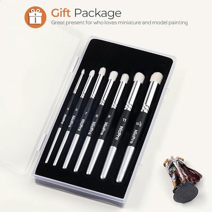 Nicpro Dry Brush Miniature Painting, 7 Sizes Drybrush with Storage Case | Professional Drybrush Set, Hobby Detail Paint Brushes, For Tabletop & Wargames Miniatures Models Figures