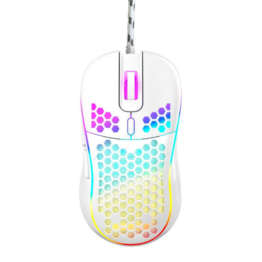 Honeycomb Wired Gaming Mouse, 65g Ultra Lightweight Ergonomic Computer Mouse with RGB Breathing Light, 7200 DPI Max, Widened Side Buttons for PC Mac Laptop Gamers, Esports & Home Office (White) - color: White