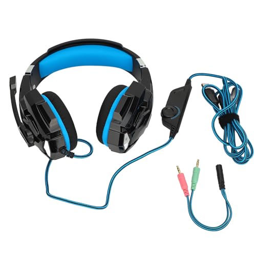 SUNGOOYUE Wired Gaming Headset, OverEar Noise Canceling Headphones with Microphone, Soft Earmuffs for PC, Mobile Phone, Computer, Comfortable Ergonomic Design, Impressive Noise Isolating Microphone,