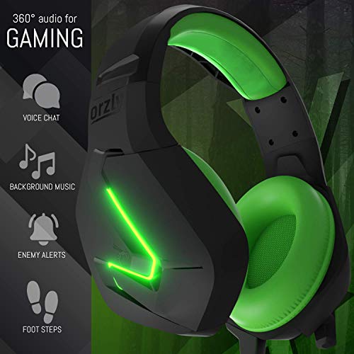 Orzly Gaming Headset (Green) for PC and Gaming Consoles PS5, PS4, Xbox Series X | S, Xbox ONE, Nintendo Switch & Google Stadia Stereo Sound with Noise Cancelling mic - Hornet RXH-20 Sagano Edition - color: Green