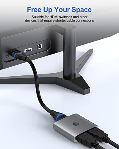 4K Short HDMI Cable 6 inch, HDMI Cord 0.5FT High Speed HDMI to HDMI Cable 2.0(4K@60Hz, 2K@144Hz, 1080P@120Hz, 18Gbps, HDR, 3D, HDCP 2.2, ARC) for HDTV, Switch, PS4/PS5, Xbox, Blu-ray, Monitor - size: 0.5FT
