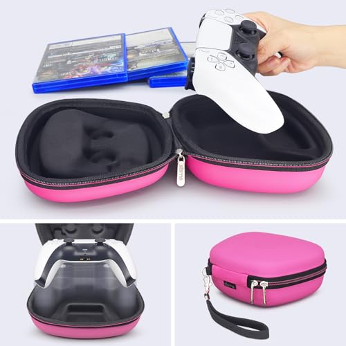 Carry Case Compatible with PS5 DualSense Wireless Controller, PlayStation 5 Controller Holder Travel Safekeeping Protective Case Storage Bag - color: Pink