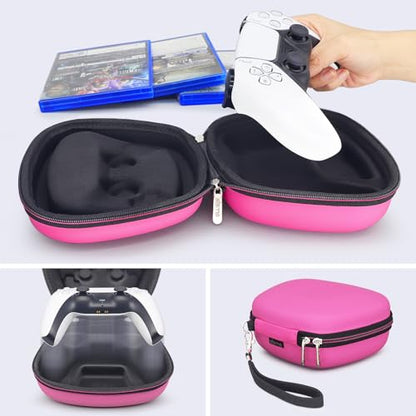 Carry Case Compatible with PS5 DualSense Wireless Controller, PlayStation 5 Controller Holder Travel Safekeeping Protective Case Storage Bag - color: Pink