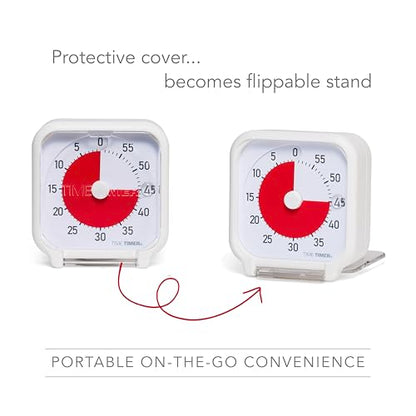 Time Timer 3 Inch Visual Timer – 60-Minute Quiet Portable Countdown Timer for Kids, Teachers, Students & Adults – Helps with Focus, Transitions, ADHD, Autism & Time Blindness – (Red & White) - color: White & Red