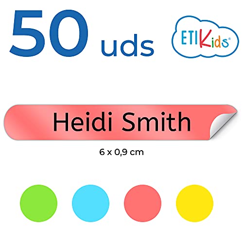 50 Personalized Adhesive Labels to Mark Objects 2.3 x 0.4 in. Waterproof Stickers to Mark School Supplies, Books, kindergartens Goods, Summer Camps, Children's Toys, etc. - color: Original