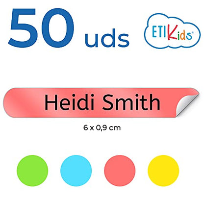 50 Personalized Adhesive Labels to Mark Objects 2.3 x 0.4 in. Waterproof Stickers to Mark School Supplies, Books, kindergartens Goods, Summer Camps, Children's Toys, etc. - color: Original