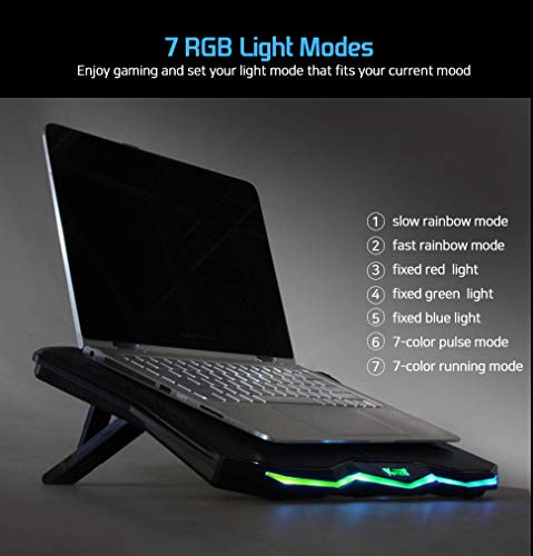 LETUSTO Laptop Cooling Pad, Portable Laptop Cooler Stand for up to 17’’ Notebooks, 1 Big Fan with 17dBA