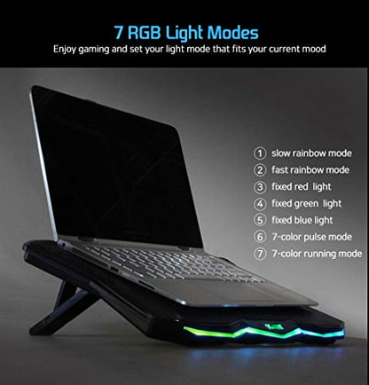 LETUSTO Laptop Cooling Pad, Portable Laptop Cooler Stand for up to 17’’ Notebooks, 1 Big Fan with 17dBA
