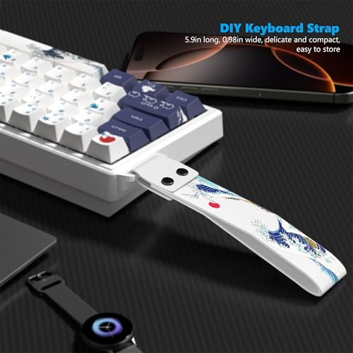 Womier Custom Keyboard Straps with Adhesive for Keyboard 60 65 75 100 Percent Kanagawa and Metal Snap Straps for Wooting 60he EPOMAKER Aula WIN60 YUNZII ATK68, etc Mechanical Gaming Key Board(White)