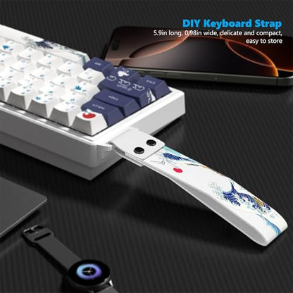 Womier Custom Keyboard Straps with Adhesive for Keyboard 60 65 75 100 Percent Kanagawa and Metal Snap Straps for Wooting 60he EPOMAKER Aula WIN60 YUNZII ATK68, etc Mechanical Gaming Key Board(White)