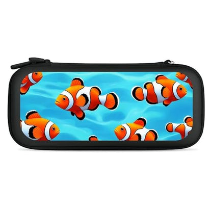 Travel Protective Pouch Compatible with Switch, Portable Carrying Case with 15 Game Cartridges, Blue Sea Clownfish Hard Shell Storage Bag - color: Color(82)