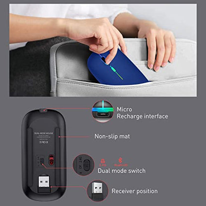 PEIBO Bluetooth Wireless Mouse for Laptop mac MacBook ipad MacBook air MacBook pro pc Desktop Computer Windows Chromebook Notebook (Blue Black) - color: blue black