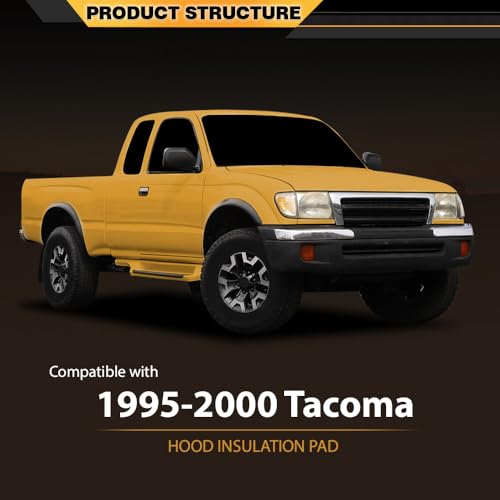 CNNELL Hood Insulation Pad with Clips Compatible with Toyota Tacoma 1995-2000 Black - style: 1995-2000 Toyota Tacoma