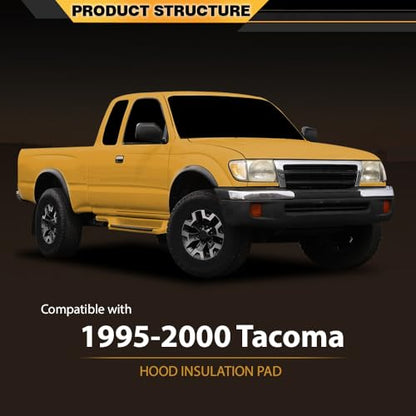 CNNELL Hood Insulation Pad with Clips Compatible with Toyota Tacoma 1995-2000 Black - style: 1995-2000 Toyota Tacoma