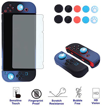 Dockable Case for Nintendo Switch - COMCOOL 3 in 1 Protective Cover Case for Nintendo Switch and Joy-Con Controller with Screen Protector - Blue Black - color: Blue Black