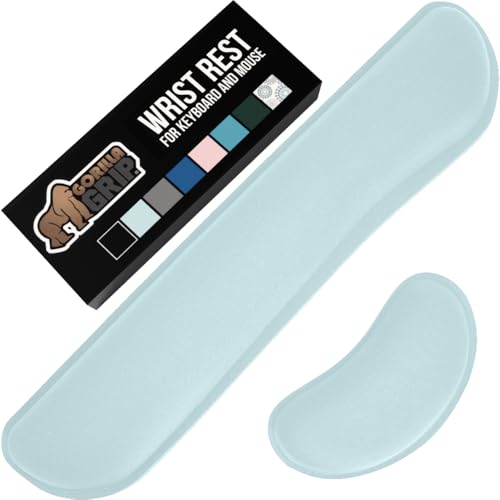 GORILLA GRIP Silky Gel Memory Foam Wrist Rest for Computer Keyboard, Mouse, Ergonomic Design for Typing Pain Relief, Desk Pads Support Hand, Arm, Mousepad Rests, Stain Resistant, 2 Piece Pad Sky Blue - color: Sky Blue, size: Set of 2 (Keyboard Rest + Mous