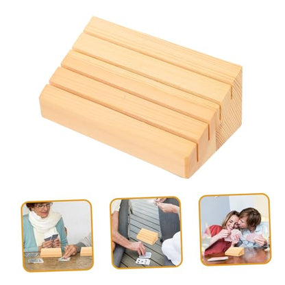 Vaguelly 2pcs Wooden Card Holder Stand Sturdy Game Card Display Rack Compact and Versatile Wooden Base for Easy Access and Organization