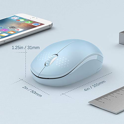 Wireless Mouse, 2.4G Noiseless Mouse with USB Receiver - seenda Portable Computer Mice for PC, Tablet, Laptop with Windows System (Light Blue) - color: Light Blue
