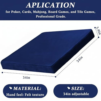 Frienda Game Table Cover Felt Game Tablecover Folding Tablecloth for Card for Playing Poker Cards Mahjong Puzzles Board Games, Table Not Included(Blue,34 x 34 x 4 Inch) - color: Blue