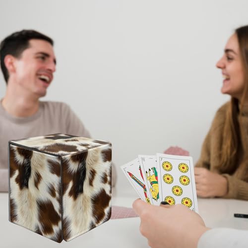 Card Deck Box for MTG Commander,Collectible Trading Storage Box Fits 120+ Single Sleeved Cards Magnetic Case PU Leather for Magic Commander TCG CCG MTG,Brown Fur Pattern - color: Brown Fur Pattern