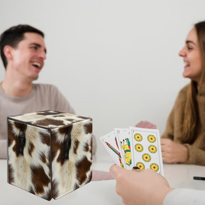 Card Deck Box for MTG Commander,Collectible Trading Storage Box Fits 120+ Single Sleeved Cards Magnetic Case PU Leather for Magic Commander TCG CCG MTG,Brown Fur Pattern - color: Brown Fur Pattern