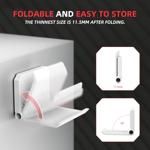 PlayVital FOLD Controller Holder Wall for ps5 ps4 Xbox Switch 2 Pro Headset, 2 Pack Universal Storage Organizer Gaming Controller Stand Headphone Mount - Foldable Anti-slip Adhesive Removable, White - color: White 2 Sets
