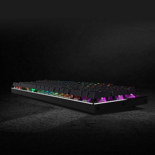 Redragon K556 RGB LED Backlit Wired Mechanical Gaming Keyboard, 104 Keys Hot-Swap Mechanical Keyboard w/Aluminum Base, Upgraded Socket and Noise Absorbing Foams, Quiet Linear Red Switch - color: Black, size: Red Switch