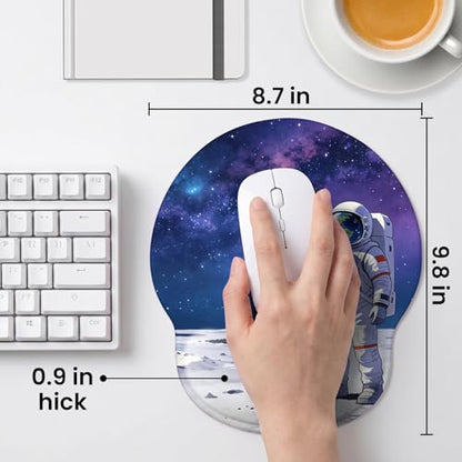 Mouse pad with Wrist Rest,Relieving Pain Memory Foam Computer pad, Ergonomic Desktop Mouse, Silicone Material Mouse pad, with Non-Slip PU Base (Space) - color: Space