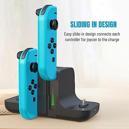 6 in 1 Controller Charging Dock Station for Pro, Fast Charging Station with Indicator Light, Controller Charger for 4 and 2 Pro