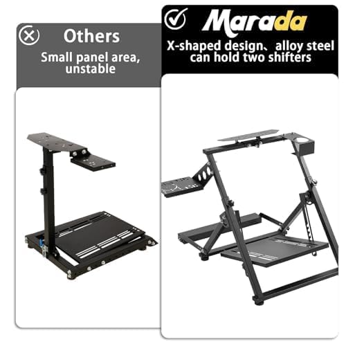 Marada X-shaped Sim Racing Wheel Stand Height Adjustable simulator stand | Foldable, Fits for Logitech G29 G920, for ThrustmasterT300 T248, for Moza R3 R5,Gaming Wheel Pedals NOT Included