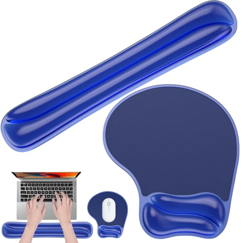 Gel Wrist Rest Mouse Pad Set, Ergonomic Support for Office Gaming | Ergonomic Keyboard and Mousepad with Wrist Support,Cooling Comfort, Non-Skid Base, Easy Clean, for Home and Work Desk Blue - color: Blue