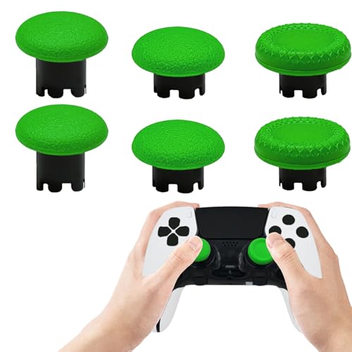 6 Pack Interchangeable Thumbstick Caps for PS5 DualSense Edge Controller Joysticks, DualSense Edge Controller Swappable Thumbsticks Replacement for PS5 Edge Controller(Green) - color: Green