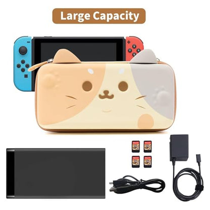 GeekShare Cat Ears Carry Case Compatible with Nintendo Switch OLED - Portable Hardshell Slim Travel Carrying Case fit Switch Console & Game Accessories (Multicolor, Large)