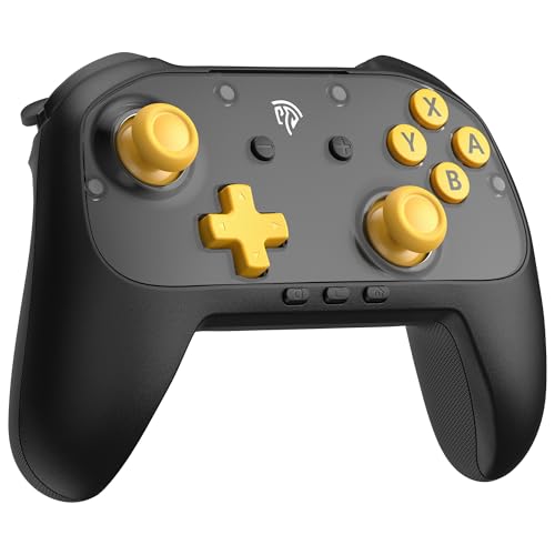EasySMX S10 Lite Switch 2 Controller, Wireless Controller with One-Key Wake-Up, C Button, Turbo, 9-Axis Motion, Hall Effect Joysticks, 2 Back Buttons, HD Rumble, for Switch 2/Switch/PC/iOS/Android - color: black and yellow color-block