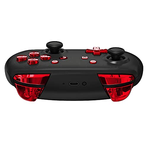 eXtremeRate Chrome Red Repair ABXY D-pad ZR ZL L R Keys for Nintendo Switch Pro Controller, Glossy DIY Replacement Full Set Buttons with Tools for Nintendo Switch Pro - Controller NOT Included - color: Chrome Red