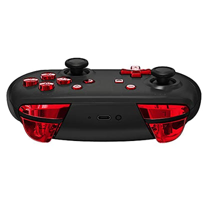 eXtremeRate Chrome Red Repair ABXY D-pad ZR ZL L R Keys for Nintendo Switch Pro Controller, Glossy DIY Replacement Full Set Buttons with Tools for Nintendo Switch Pro - Controller NOT Included - color: Chrome Red