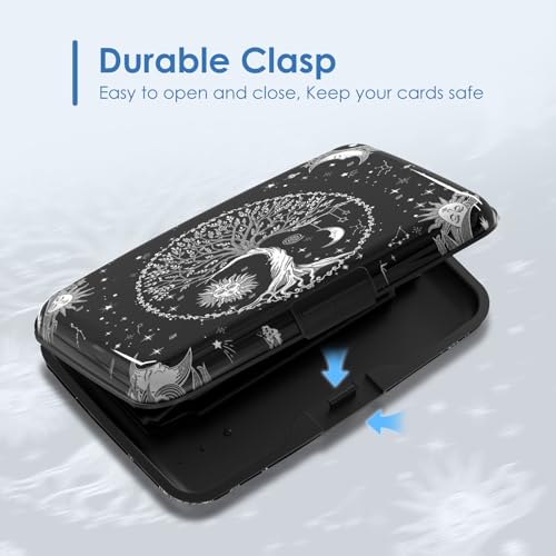 Small Credit Card Holder, RFID Blocking Slim Wallet Business Metal Aluminum Hard Case for Women Men, Cool Star Moon Tree - color: Cool Star Moon Tree