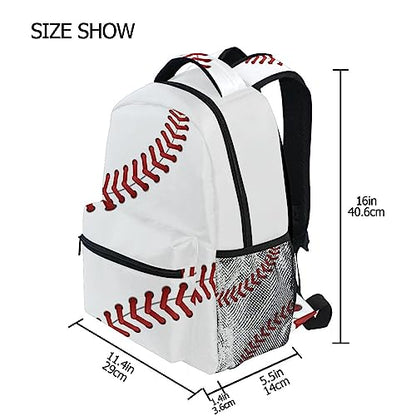 Baseball Backpack Softball White Personalized Your Name Text Bookbag School Travel College Shoulder Bag for Boys - color: Multi Pattern 12