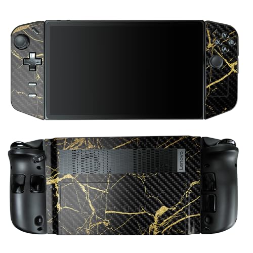 Carbon Fiber Gaming Skin Compatible with Lenovo Legion Go - Black Gold Marble - Premium 3M Vinyl Protective Wrap Decal Cover - Easy to Apply | Crafted in The USA by MightySkins - color: Black Gold Marble, style: Carbon Fiber Textured Finish