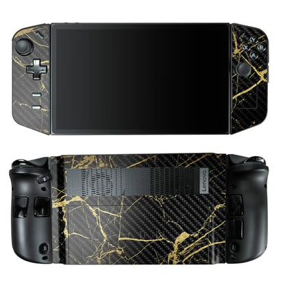 Carbon Fiber Gaming Skin Compatible with Lenovo Legion Go - Black Gold Marble - Premium 3M Vinyl Protective Wrap Decal Cover - Easy to Apply | Crafted in The USA by MightySkins - color: Black Gold Marble, style: Carbon Fiber Textured Finish