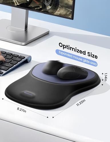meatanty Mouse Pad with Wrist Rest, Ergonomic Mouse Wrist Support, Desk Mouse Mat Computer Accessories, Soft Memory Foam Palm Hand Pain Relief, Non-Slip Laptop Cushion, Office Home Gaming Black Blue - color: Black and Dark Blue
